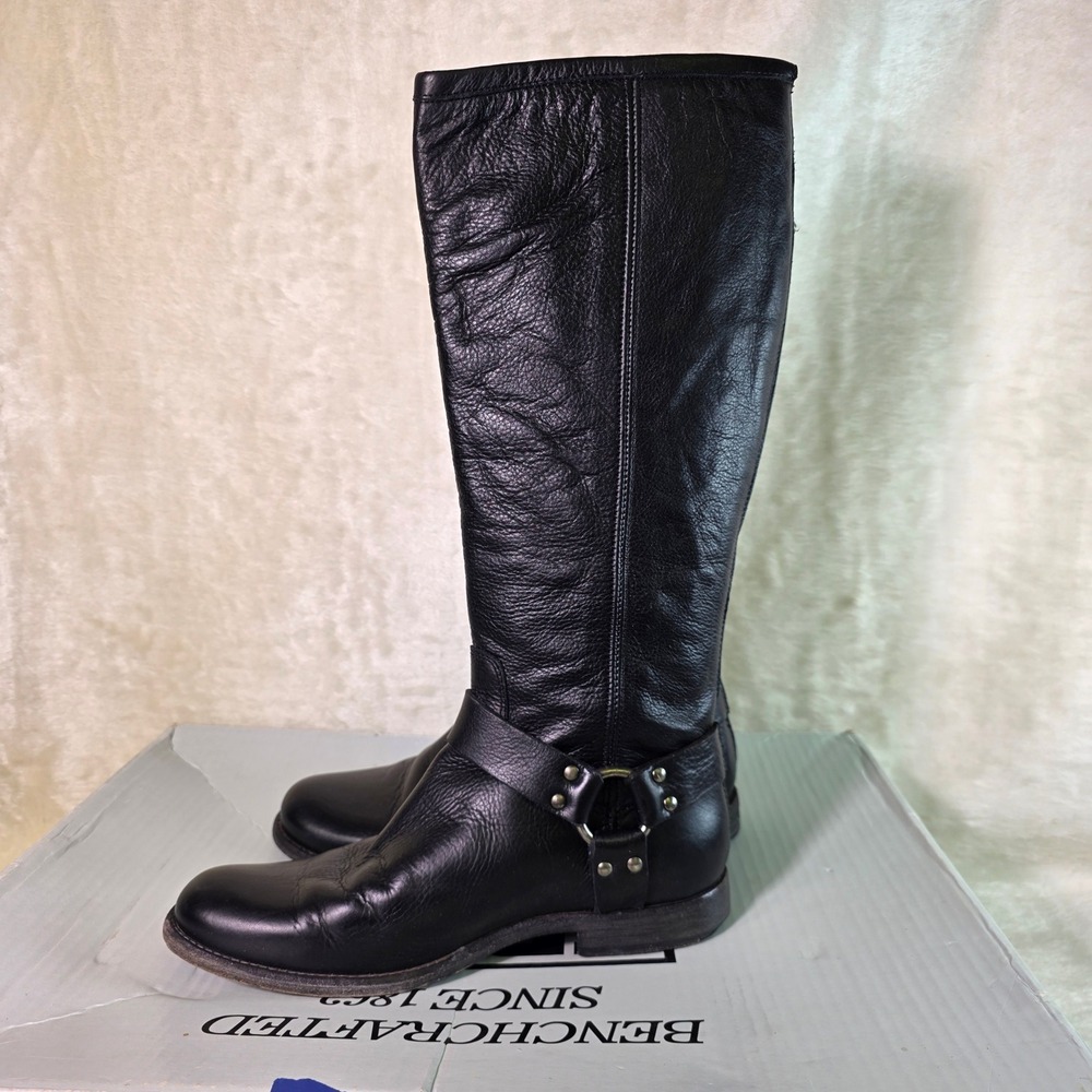 Frye Phillip Harness Tall Black Leather Boots Womens 9.5 Excellent 76850